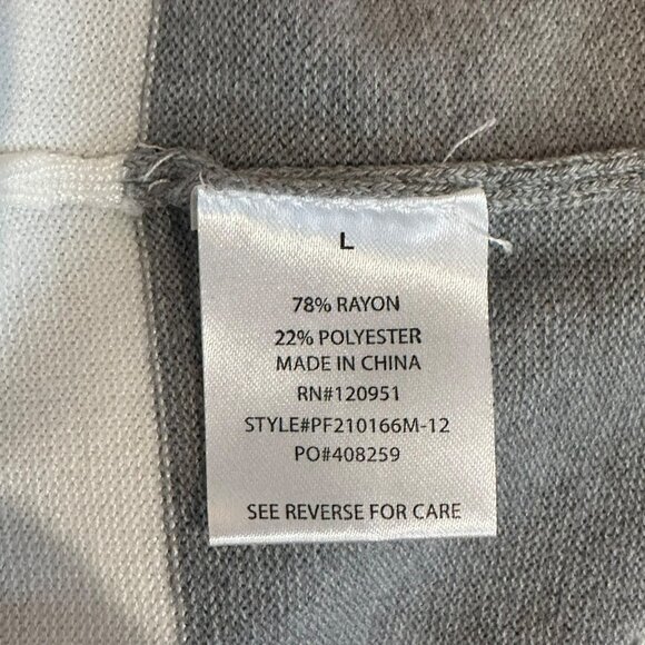 ✨Pink Rose Size L Cute Gray & White Striped Cowl Neck Sweater New ✨ - Picture 4 of 8
